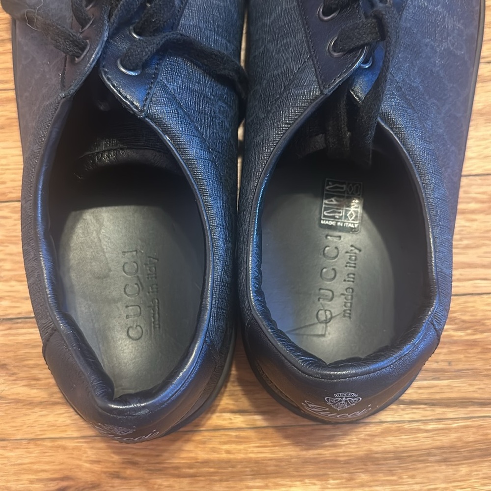 RARE🔥 GUCCI Monogram Lo Top Leather Sneakers Guccisima GG Web Supreme Men's 12 - Picture 4 of 5